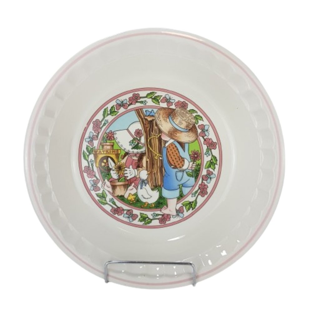Vintage 80s WATKINS Country Kids Collectors Recipe Plate Spring Brunch Pie Plate